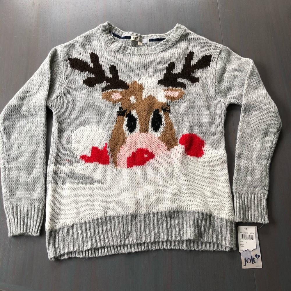 New Jolt Christmas Reindeer Sweater - JR Large